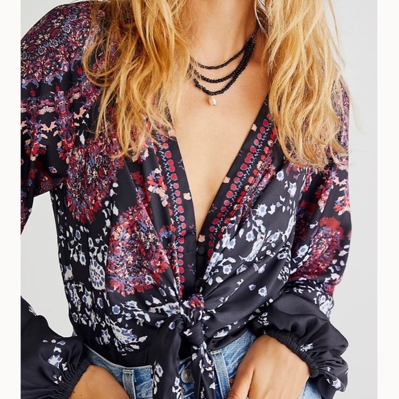 Free people Run Free navy print blouse in night combo - Picture 3 of 4